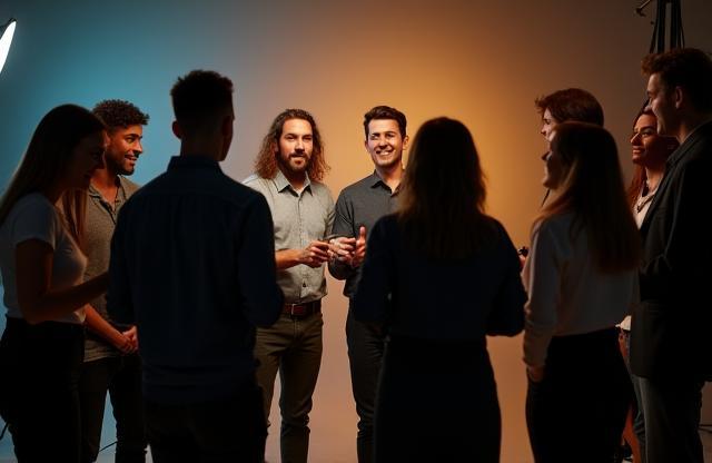 L'équipe de Studio Lumière en pleine séance photo, complicité et professionnalisme